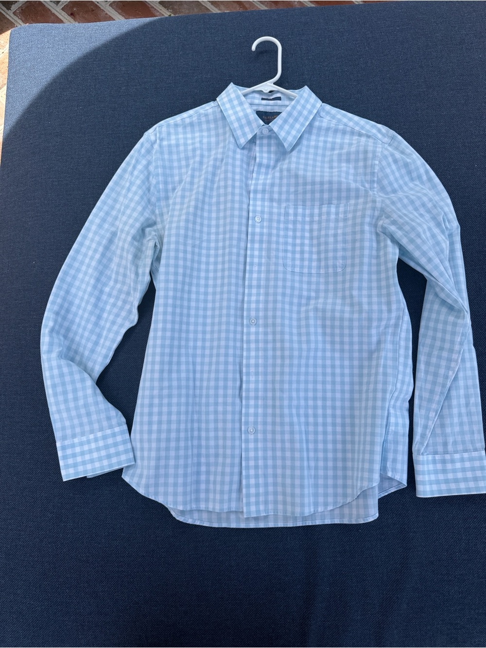 Men's Light Blue Gingham Dress Shirt - Classic Button-Down
